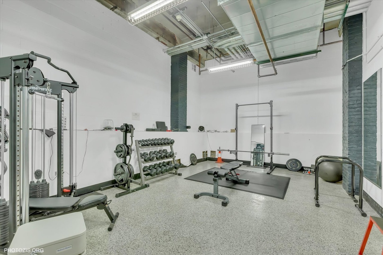 Building fitness center — free weights & machines